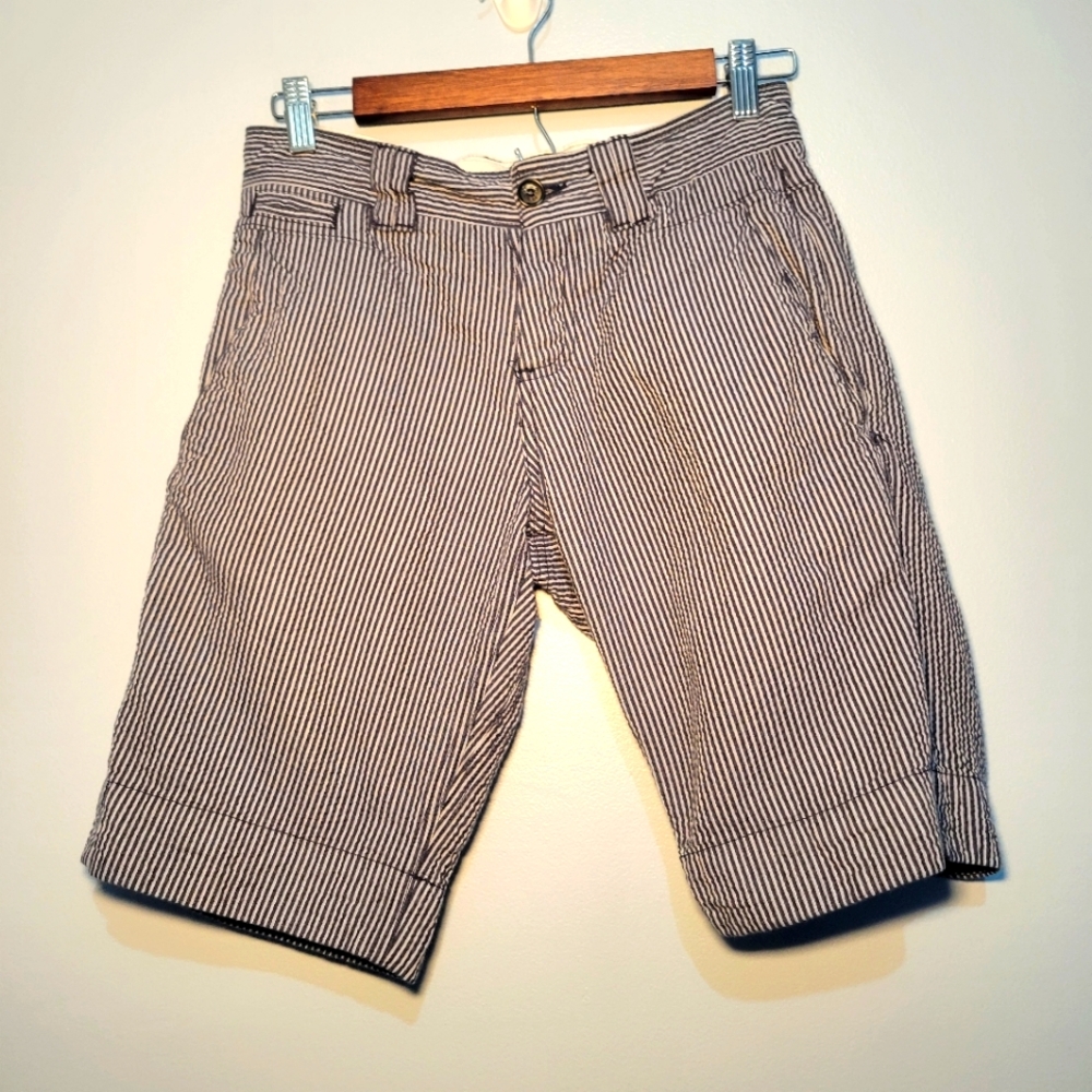 Rogue Mens Seersucker Cotton Shorts Size 28 Blue/White Made in USA‎